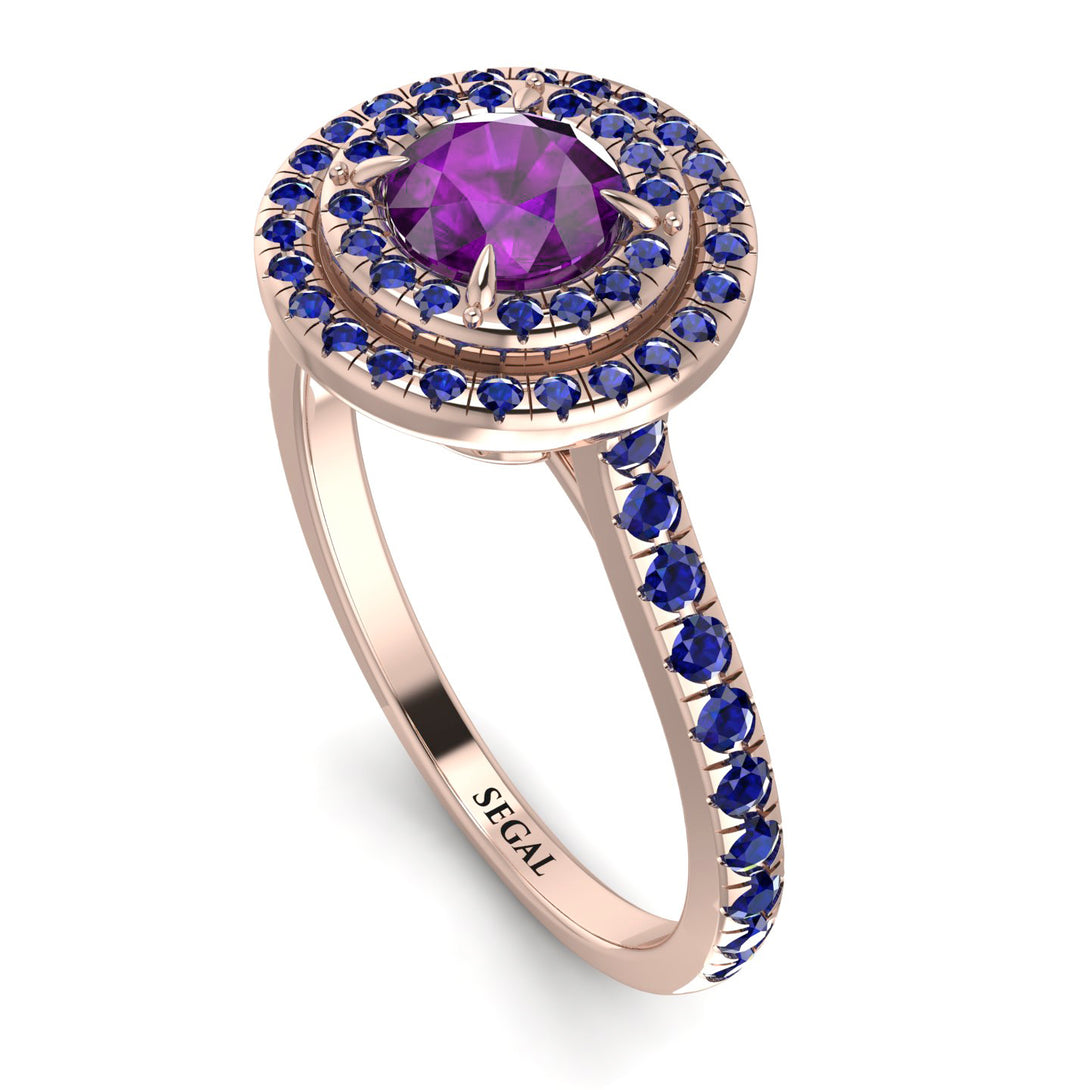Double Halo Amethyst Ring - Zoey No. 314