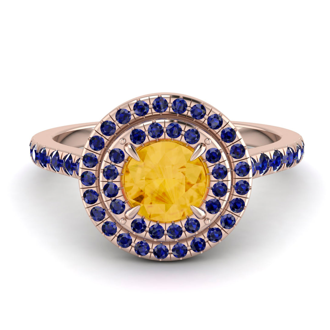 Double Halo Citrine Ring - Zoey No. 614