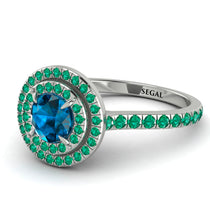 Double Halo Blue Topaz Ring - Zoey No. 506 image 1