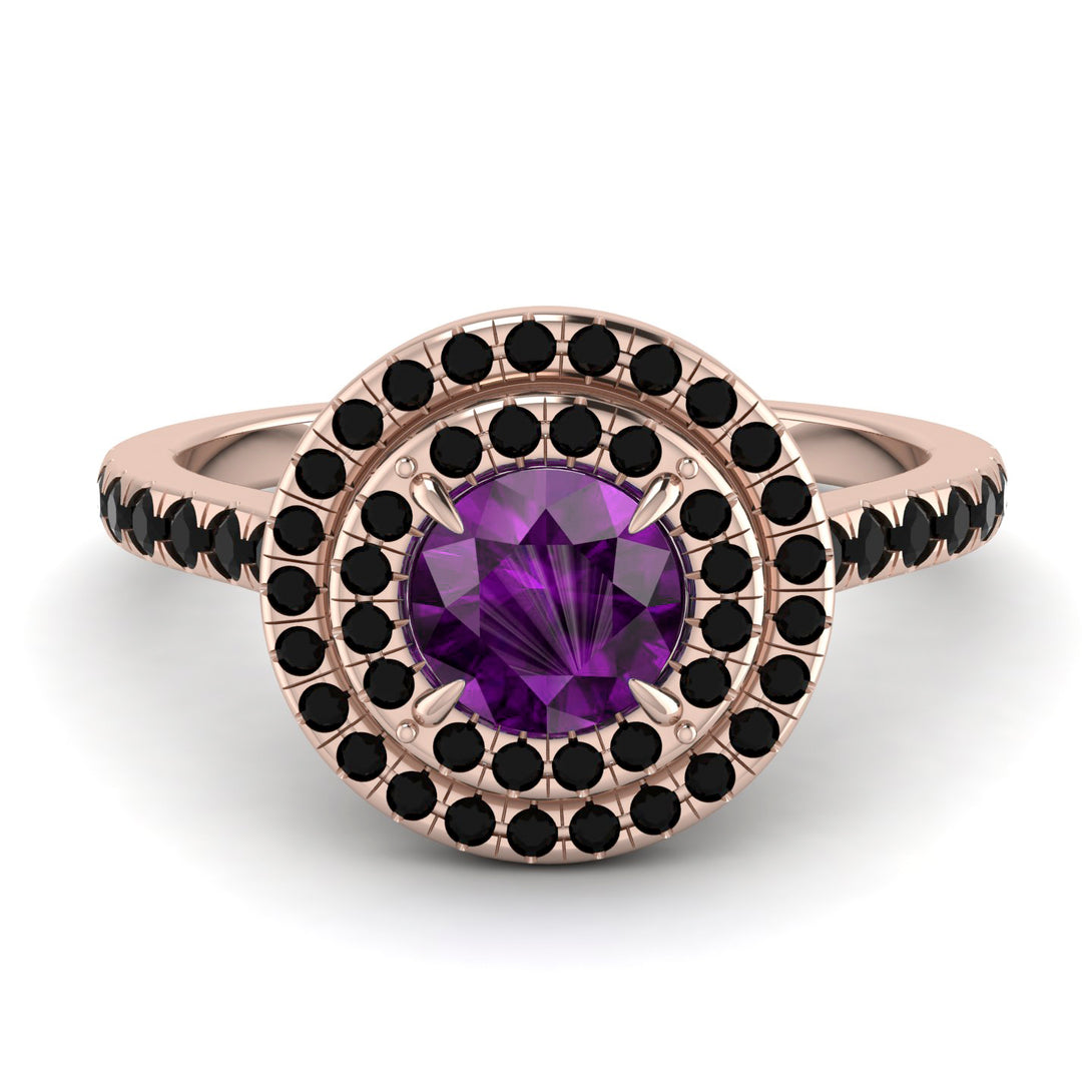 Double Halo Amethyst Ring - Zoey No. 308