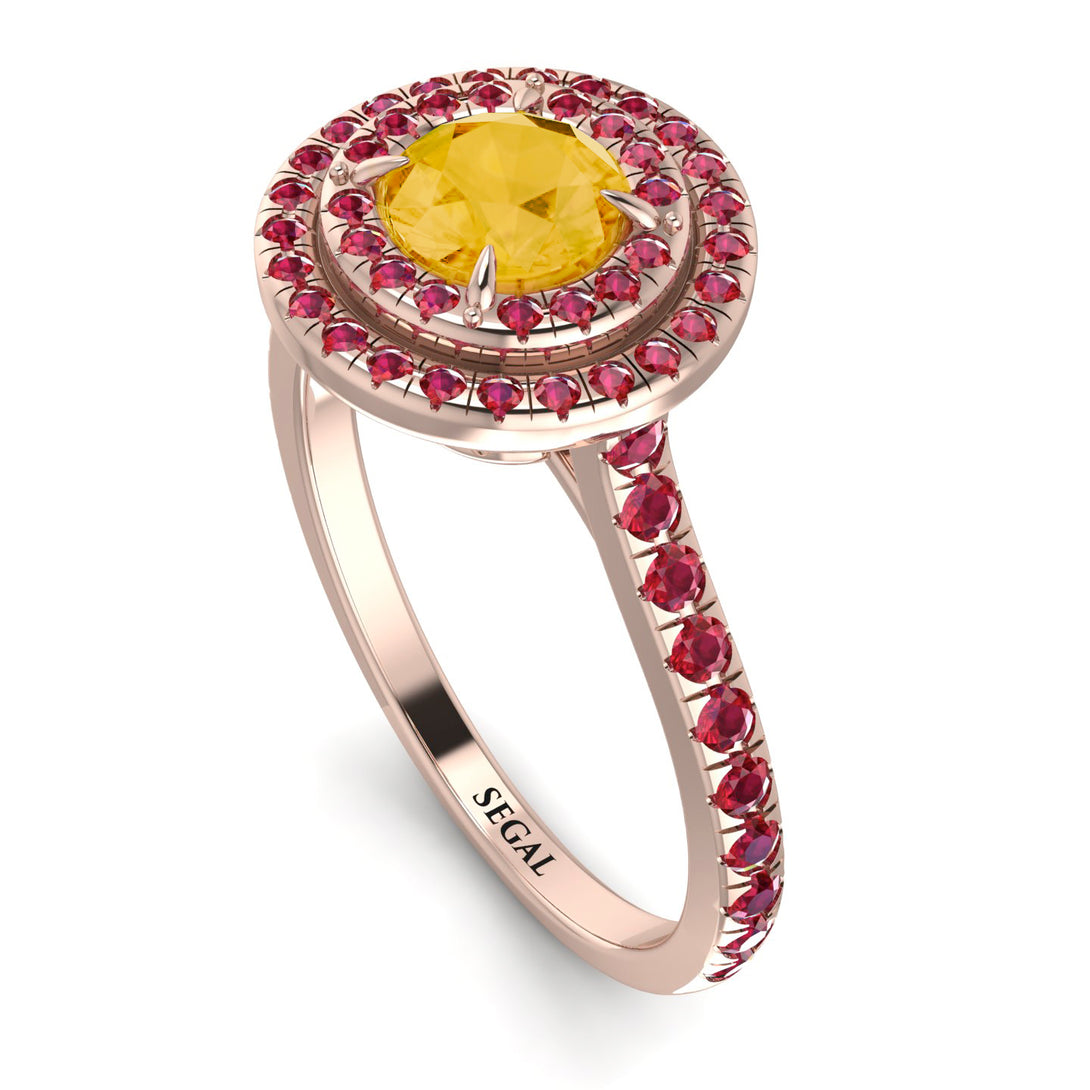 Double Halo Citrine Ring - Zoey No. 611