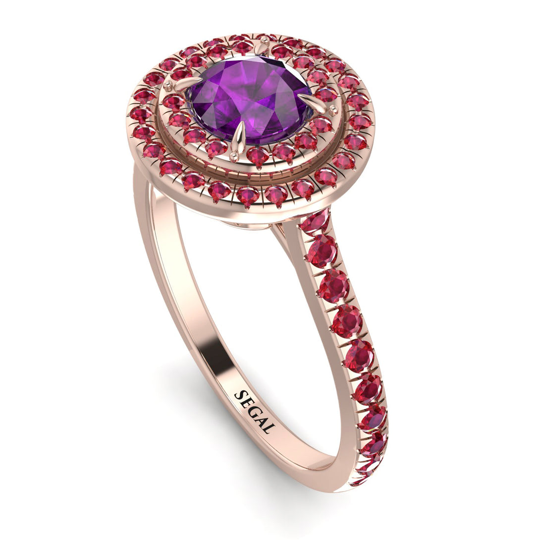 Double Halo Amethyst Ring - Zoey No. 311