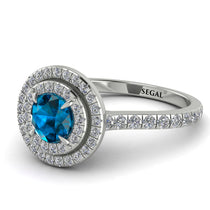 Double Halo Blue Topaz Ring - Zoey No. 503 image 1
