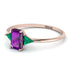 Emerald Cut Amethyst With Triangles Ring - Remi No. 305