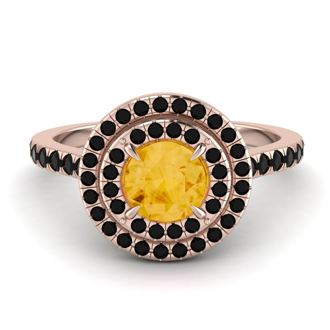 Double Halo Citrine Ring - Zoey No. 608