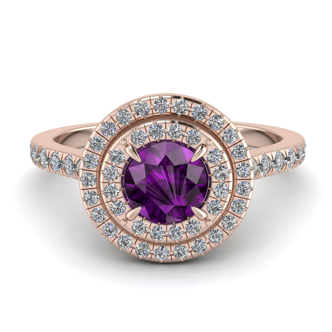 Double Halo Amethyst Ring - Zoey No. 302