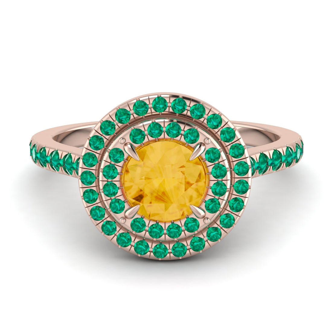 Double Halo Citrine Ring - Zoey No. 605