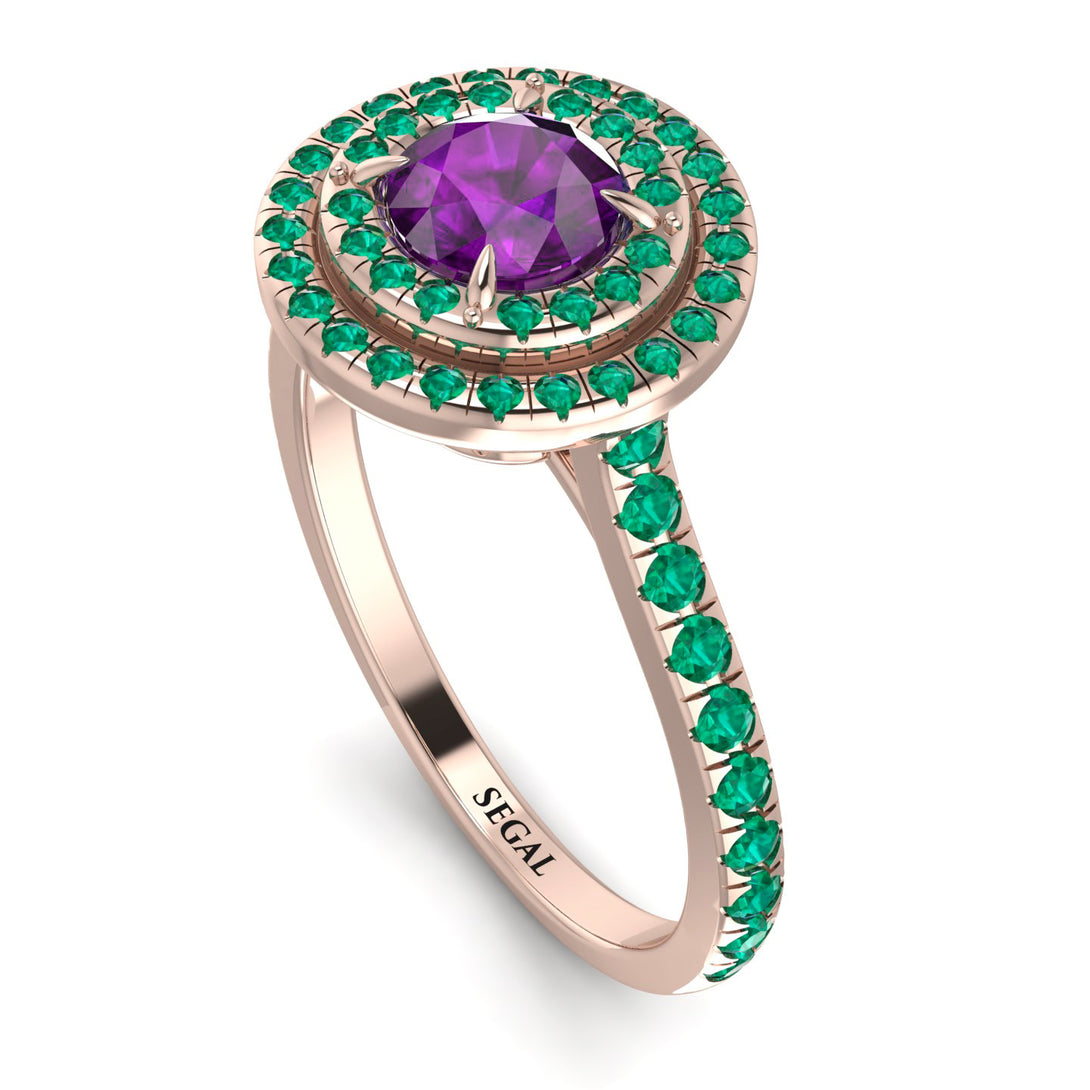 Double Halo Amethyst Ring - Zoey No. 305