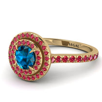 Double Halo Blue Topaz Ring - Zoey No. 510 image 1