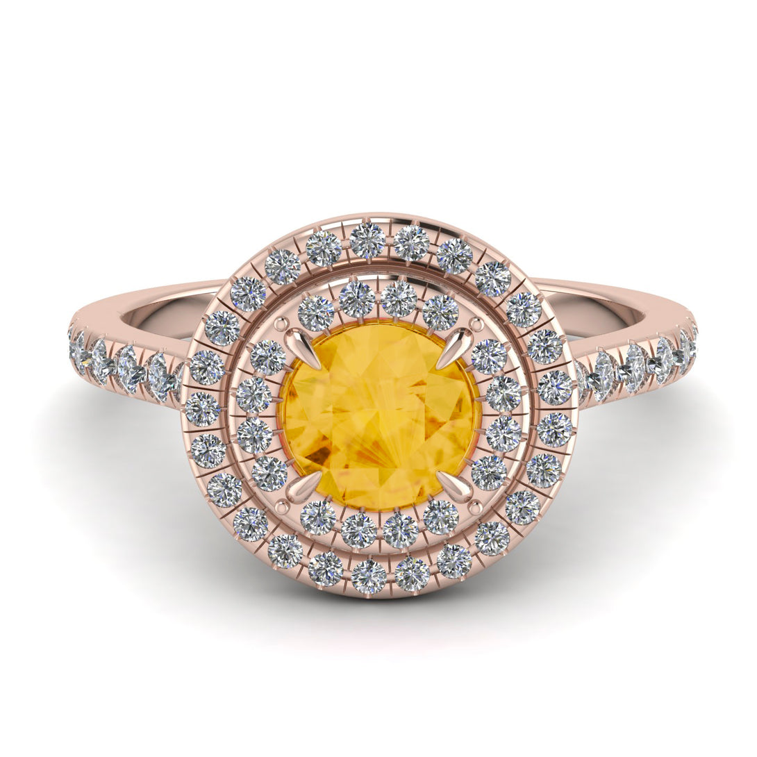 Double Halo Citrine Ring - Zoey No. 602