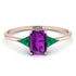 Emerald Cut Amethyst With Triangles Ring - Remi No. 305