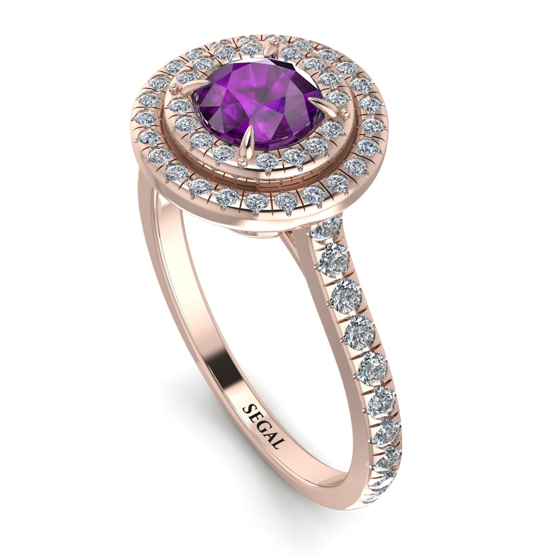 Double Halo Amethyst Ring - Zoey No. 302