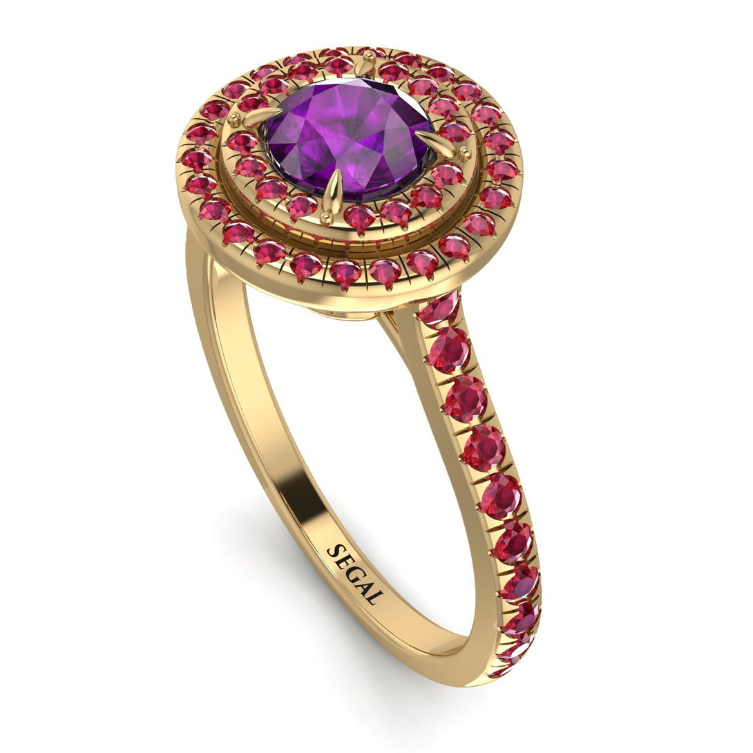 Double Halo Amethyst Ring - Zoey No. 310