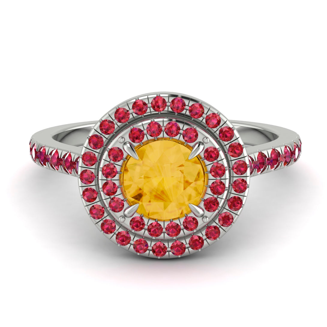 Double Halo Citrine Ring - Zoey No. 612