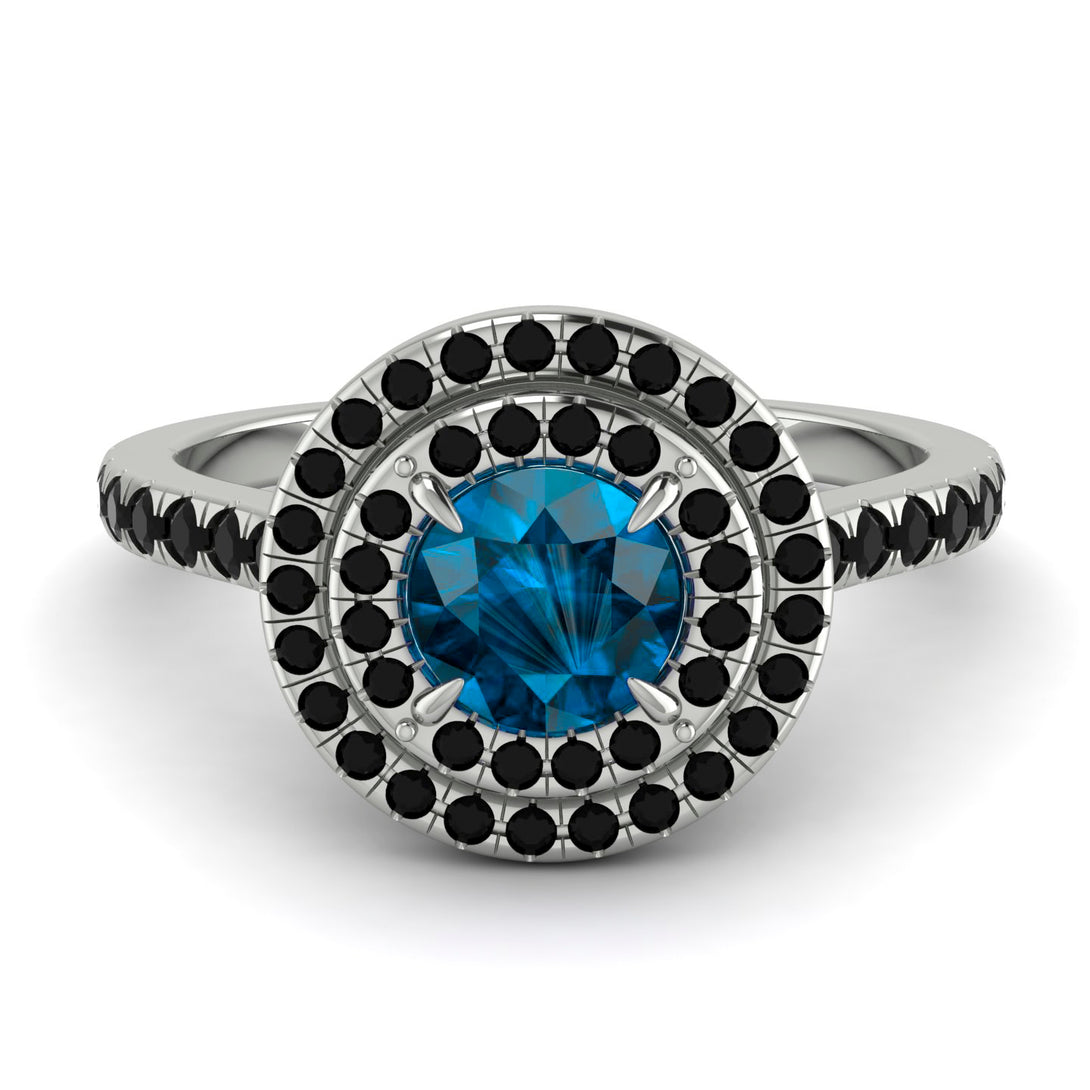 Double Halo Blue Topaz Ring - Zoey No. 509