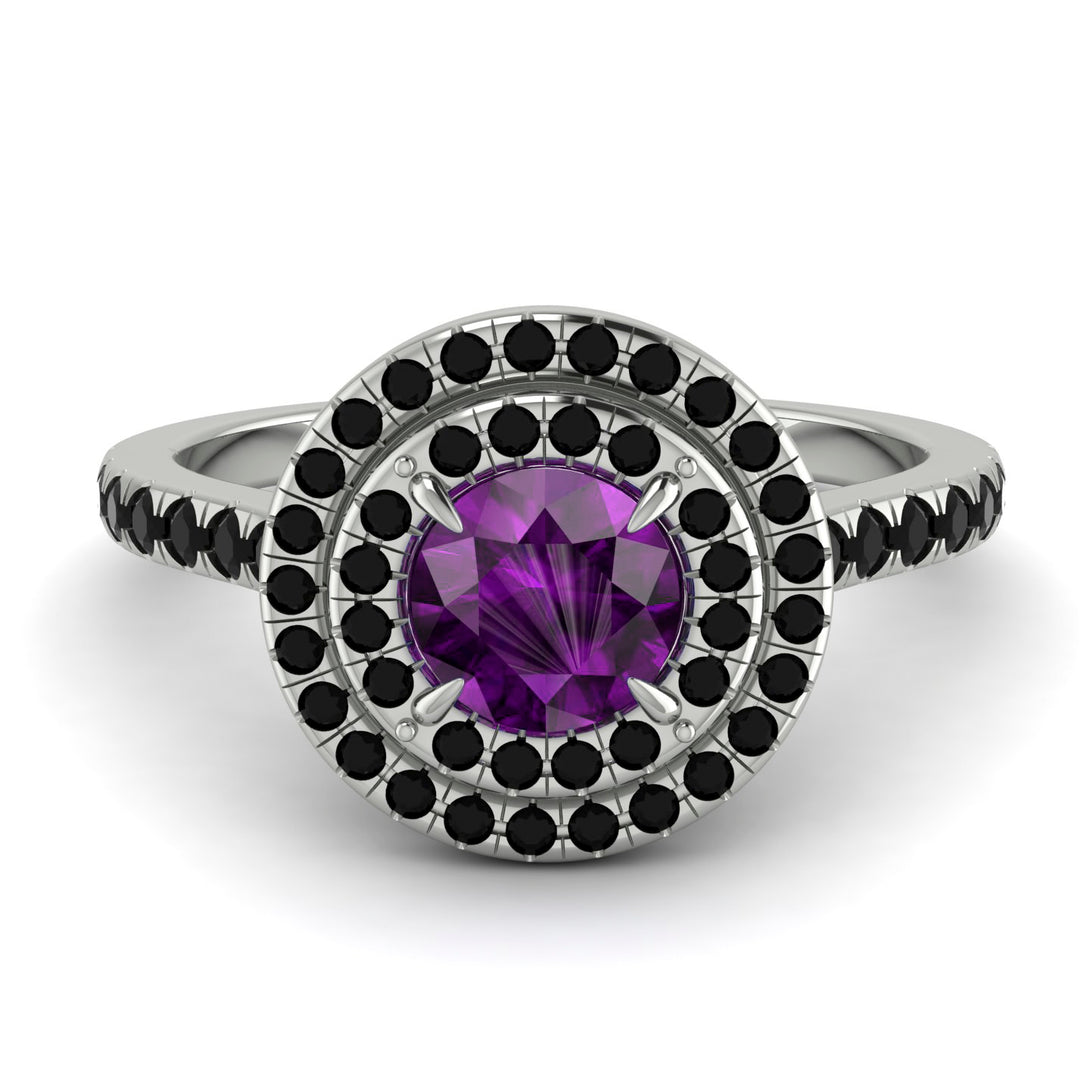 Double Halo Amethyst Ring - Zoey No. 309