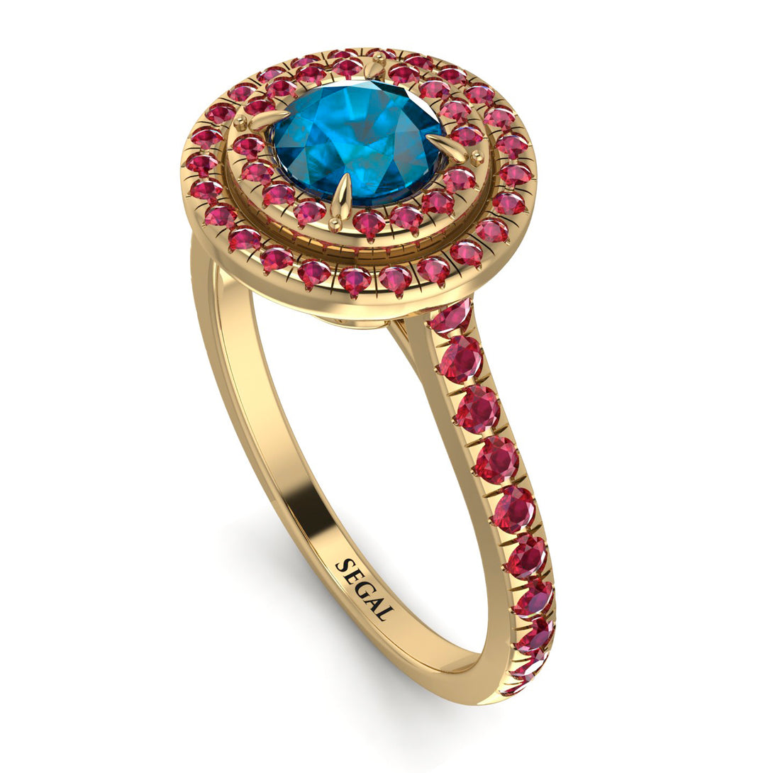 Double Halo Blue Topaz Ring - Zoey No. 510