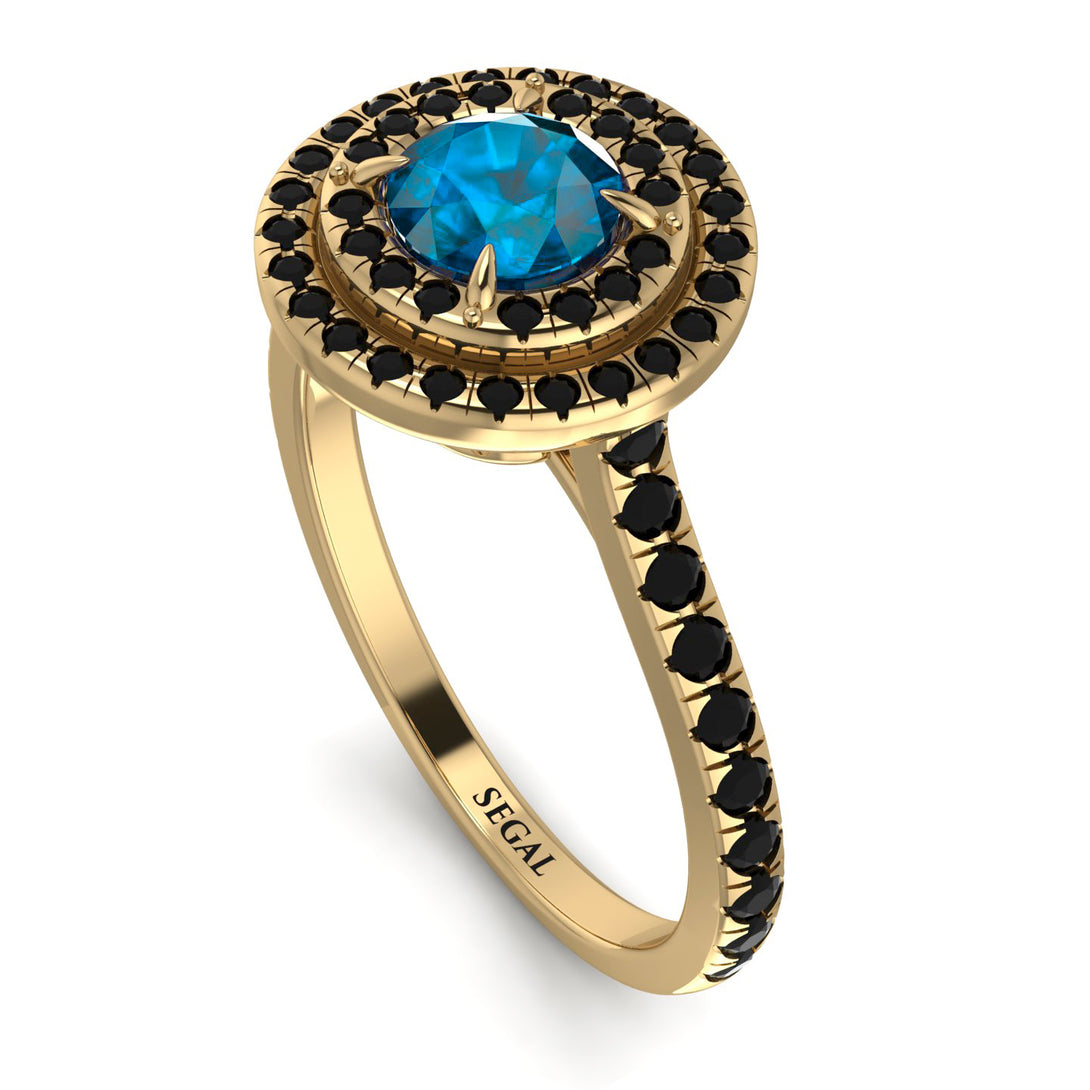 Double Halo Blue Topaz Ring - Zoey No. 507