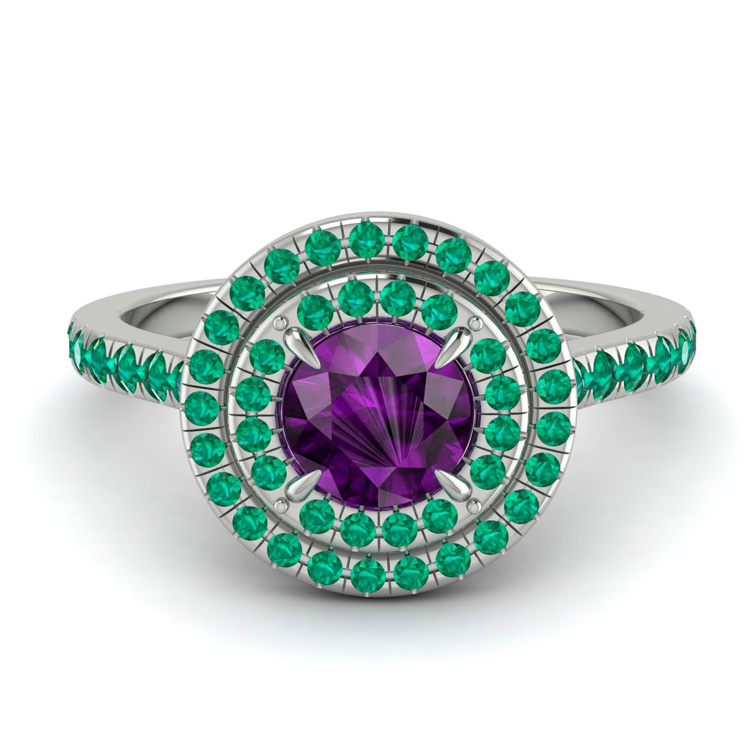 Double Halo Amethyst Ring - Zoey No. 306