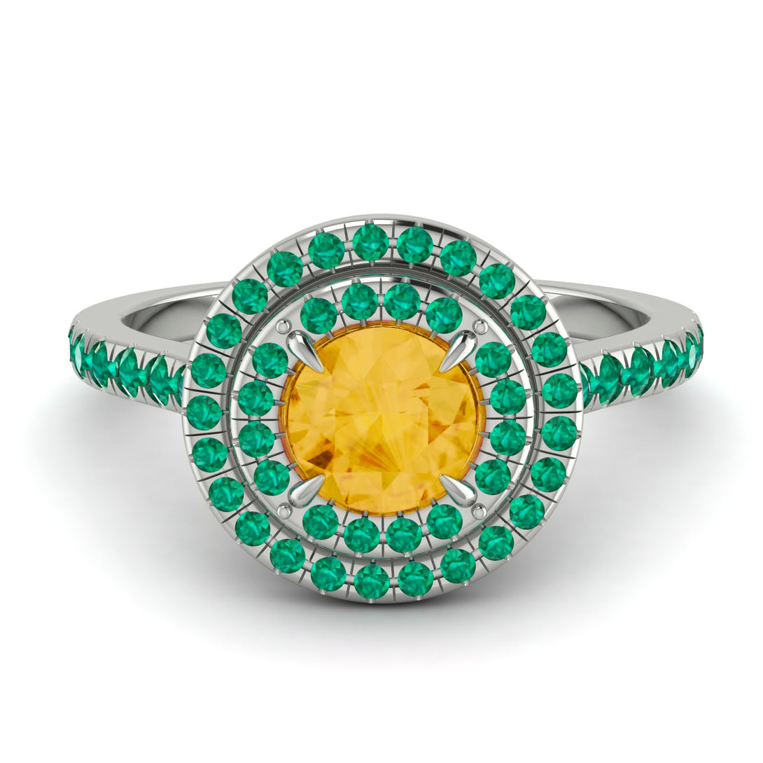 Double Halo Citrine Ring - Zoey No. 606