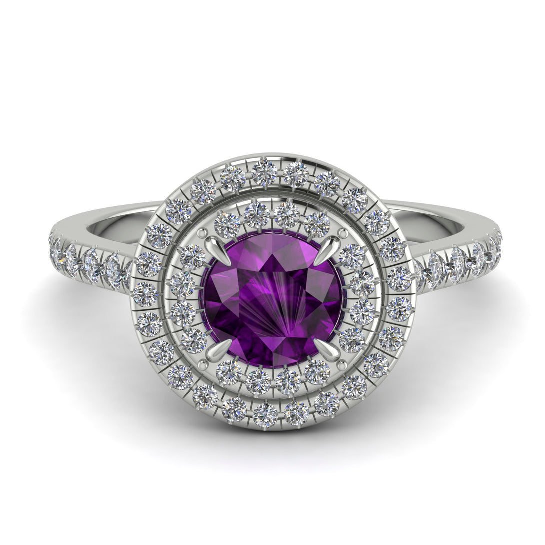 Double Halo Amethyst Ring - Zoey No. 303