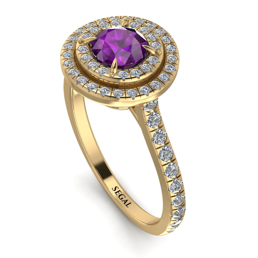 Double Halo Amethyst Ring - Zoey No. 301