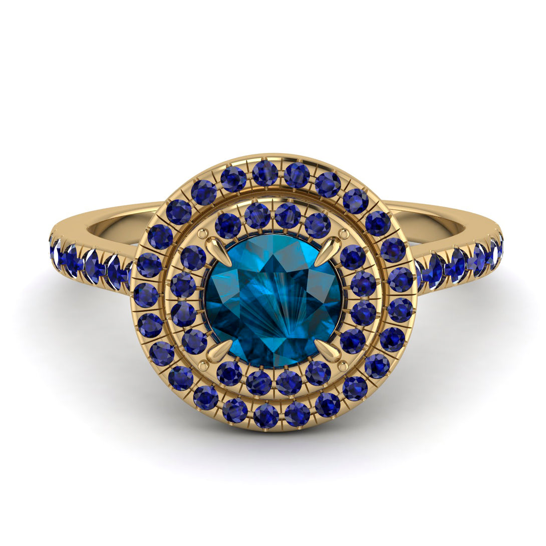 Double Halo Blue Topaz Ring - Zoey No. 513