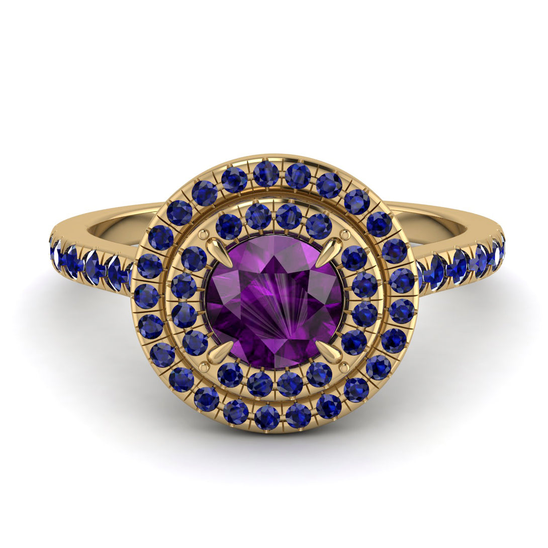 Double Halo Amethyst Ring - Zoey No. 313