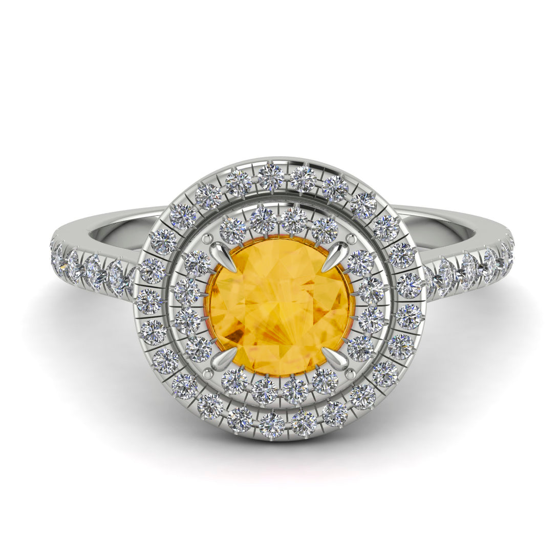 Double Halo Citrine Ring - Zoey No. 603