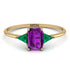 Emerald Cut Amethyst With Triangles Ring - Remi No. 304