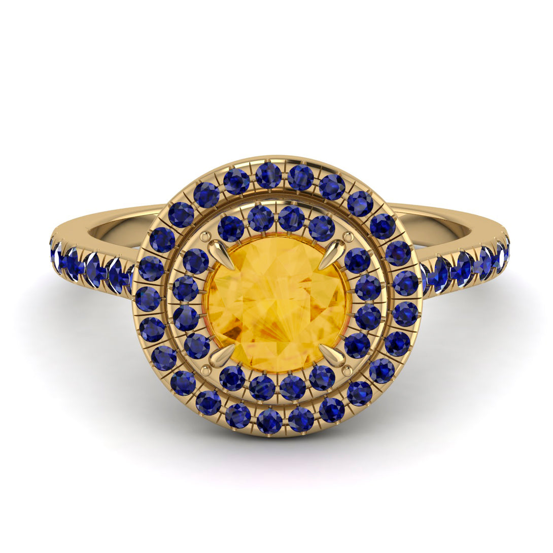 Double Halo Citrine Ring - Zoey No. 613