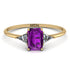 Emerald Cut Amethyst With Triangles Ring - Remi No. 301