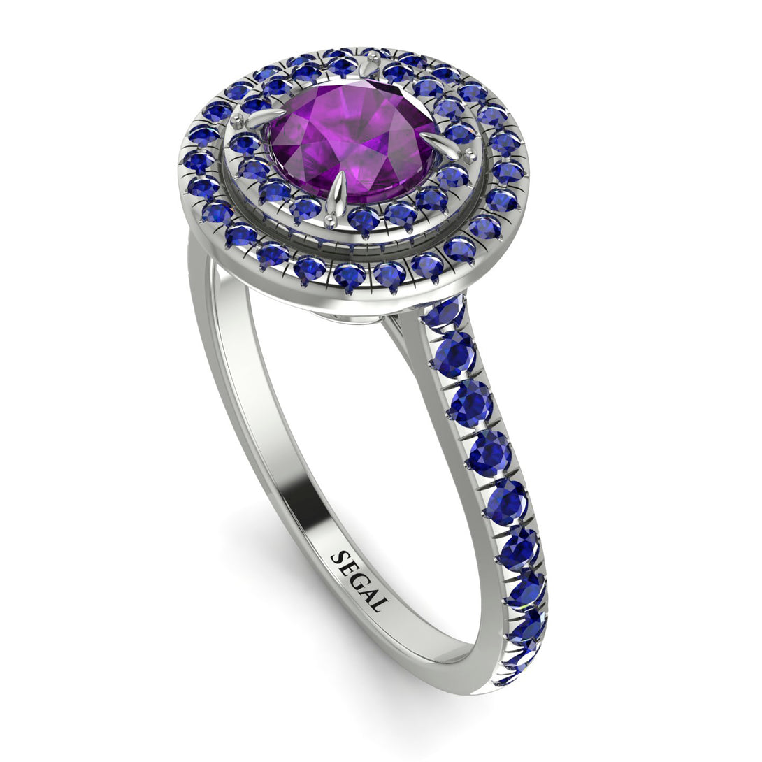 Double Halo Amethyst Ring - Zoey No. 315