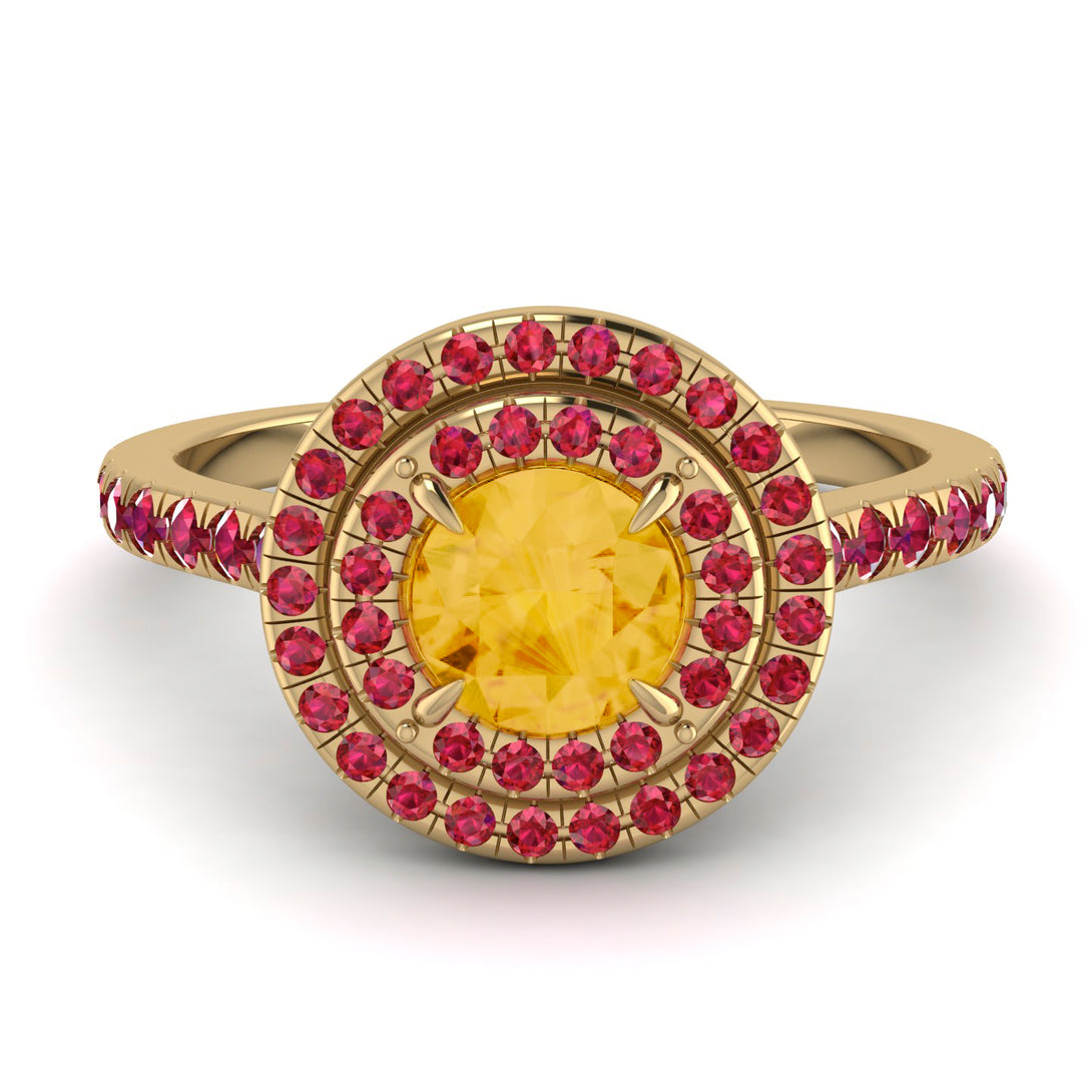 Double Halo Citrine Ring - Zoey No. 610