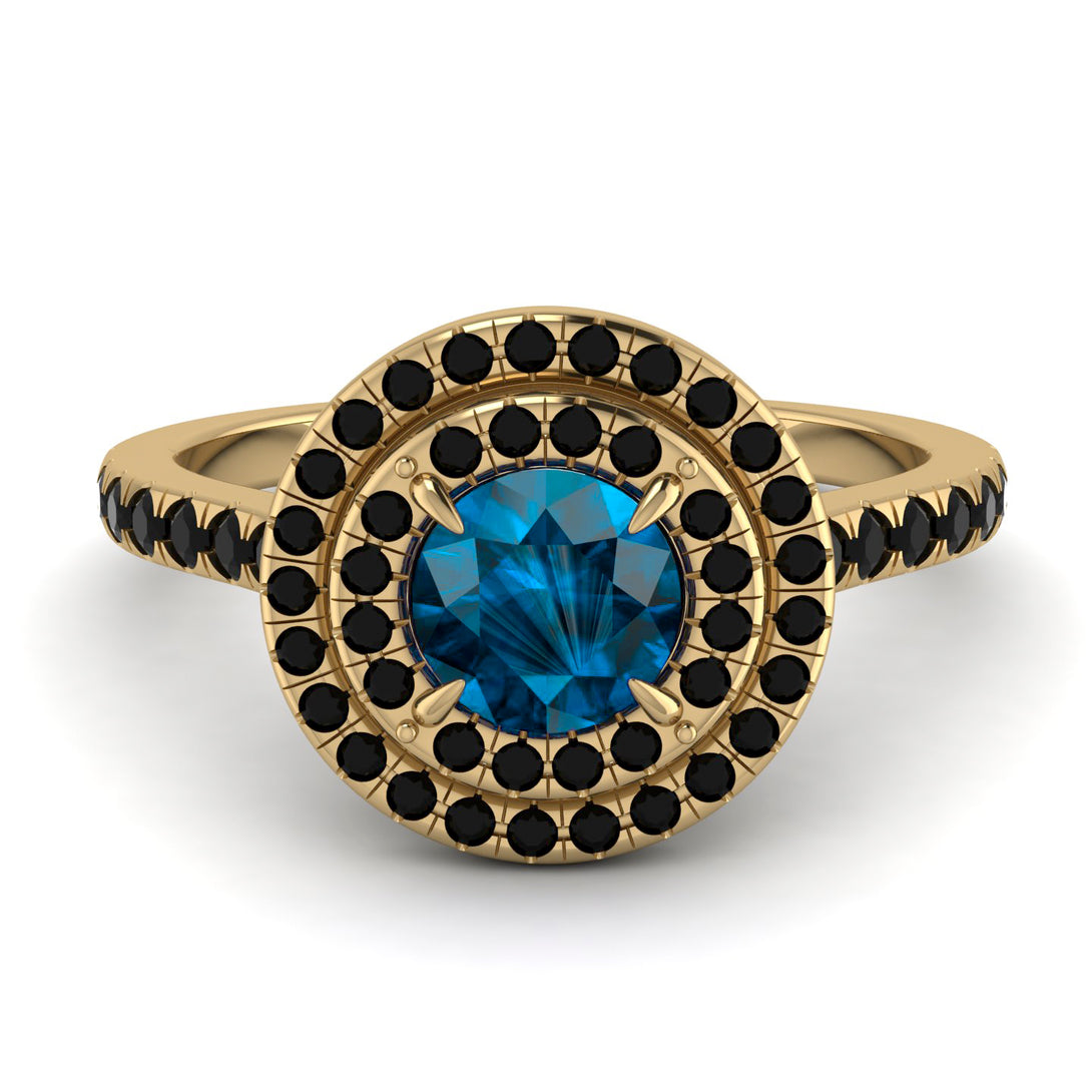 Double Halo Blue Topaz Ring - Zoey No. 507