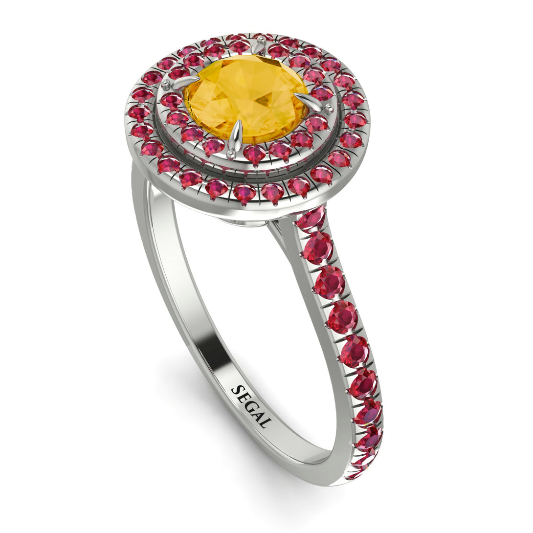 Double Halo Citrine Ring - Zoey No. 612