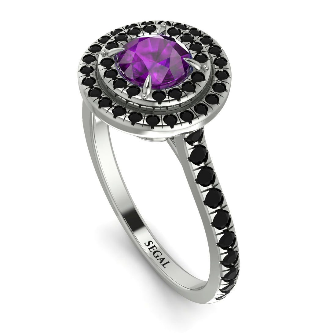 Double Halo Amethyst Ring - Zoey No. 309