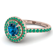 Double Halo Blue Topaz Ring - Zoey No. 505 image 1