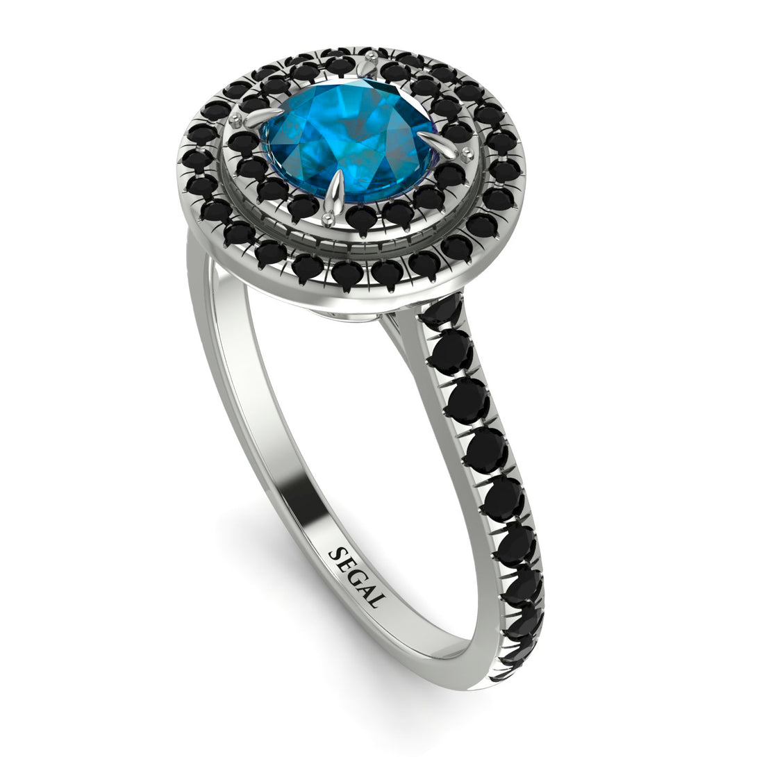 Double Halo Blue Topaz Ring - Zoey No. 509