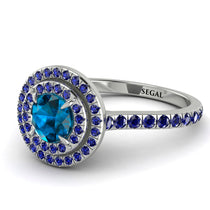 Double Halo Blue Topaz Ring - Zoey No. 515 image 1