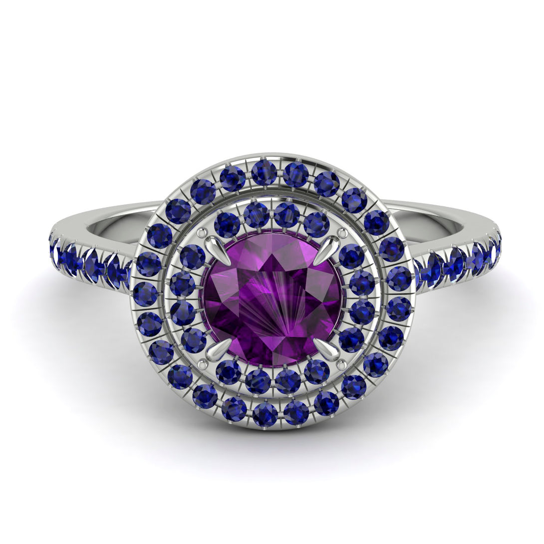 Double Halo Amethyst Ring - Zoey No. 315