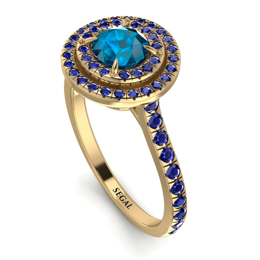 Double Halo Blue Topaz Ring - Zoey No. 513