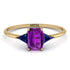 Emerald Cut Amethyst With Triangles Ring - Remi No. 313