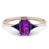 Emerald Cut Amethyst With Triangles Ring - Remi No. 314