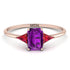 Emerald Cut Amethyst With Triangles Ring - Remi No. 311