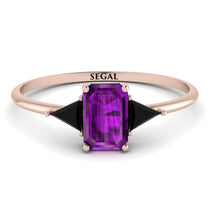 Emerald Cut Amethyst With Triangles Ring - Remi No. 308 image 1