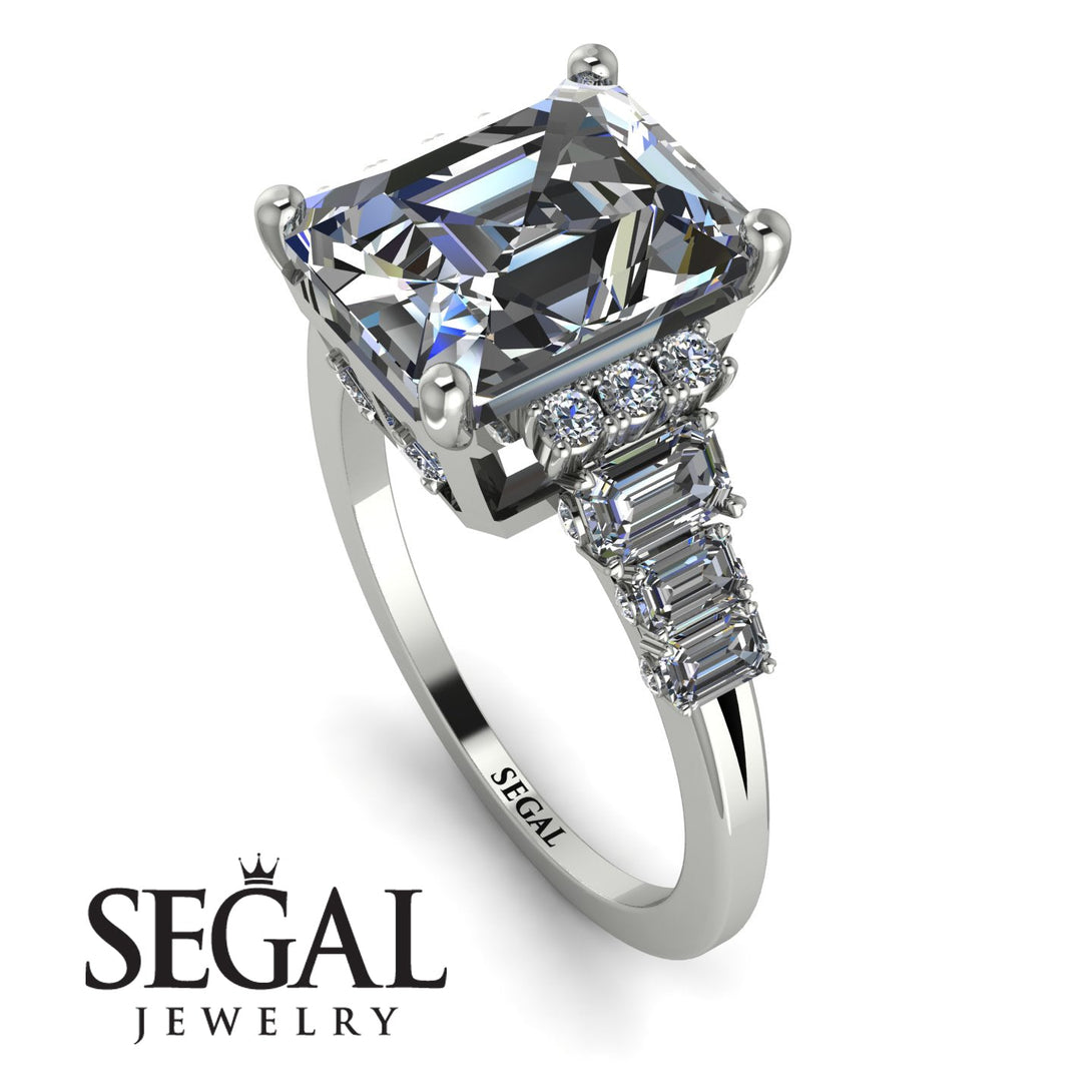 Barbara's Emerald Cut Diamond Ring Hidden Round Diamonds - Sawyer No. 3000