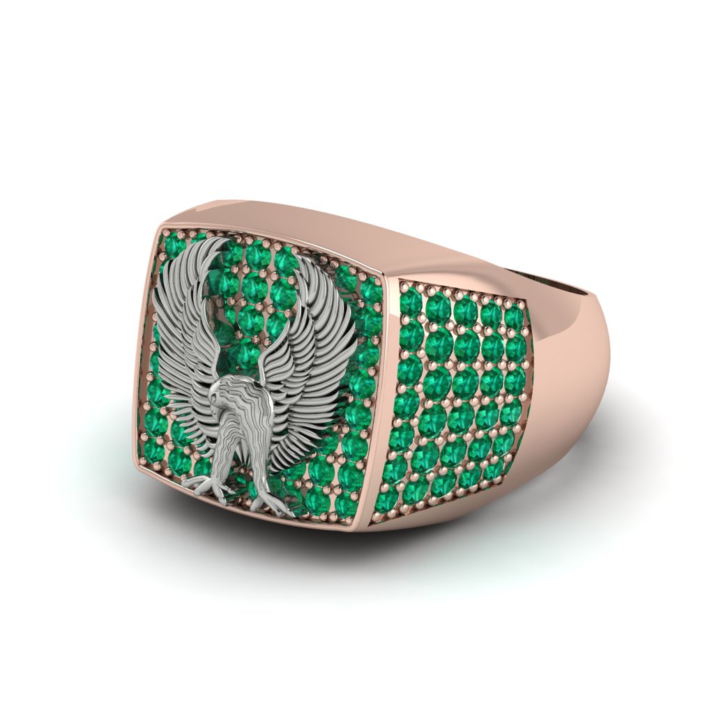 Emeralds Luxury Gold Eagle Ring - Sutton No. 35