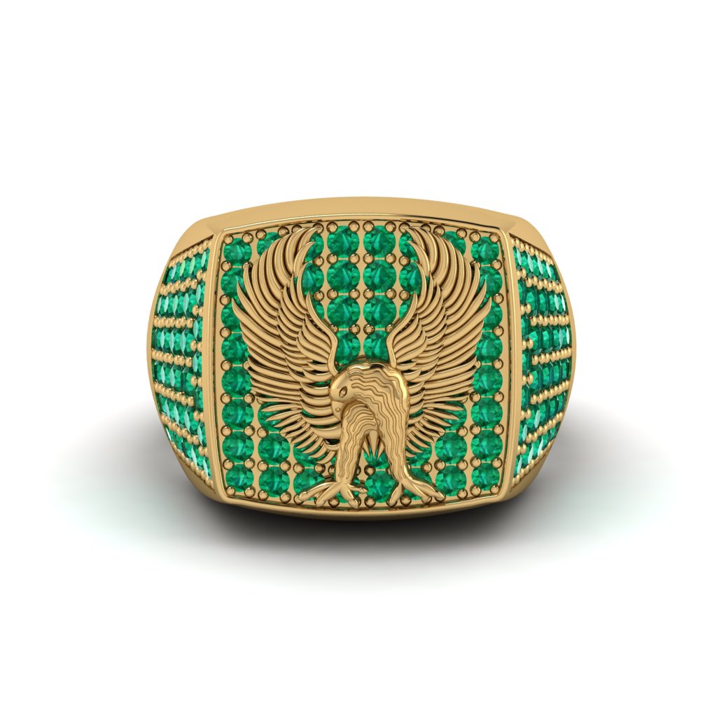 Emeralds Luxury Gold Eagle Ring - Sutton No. 4