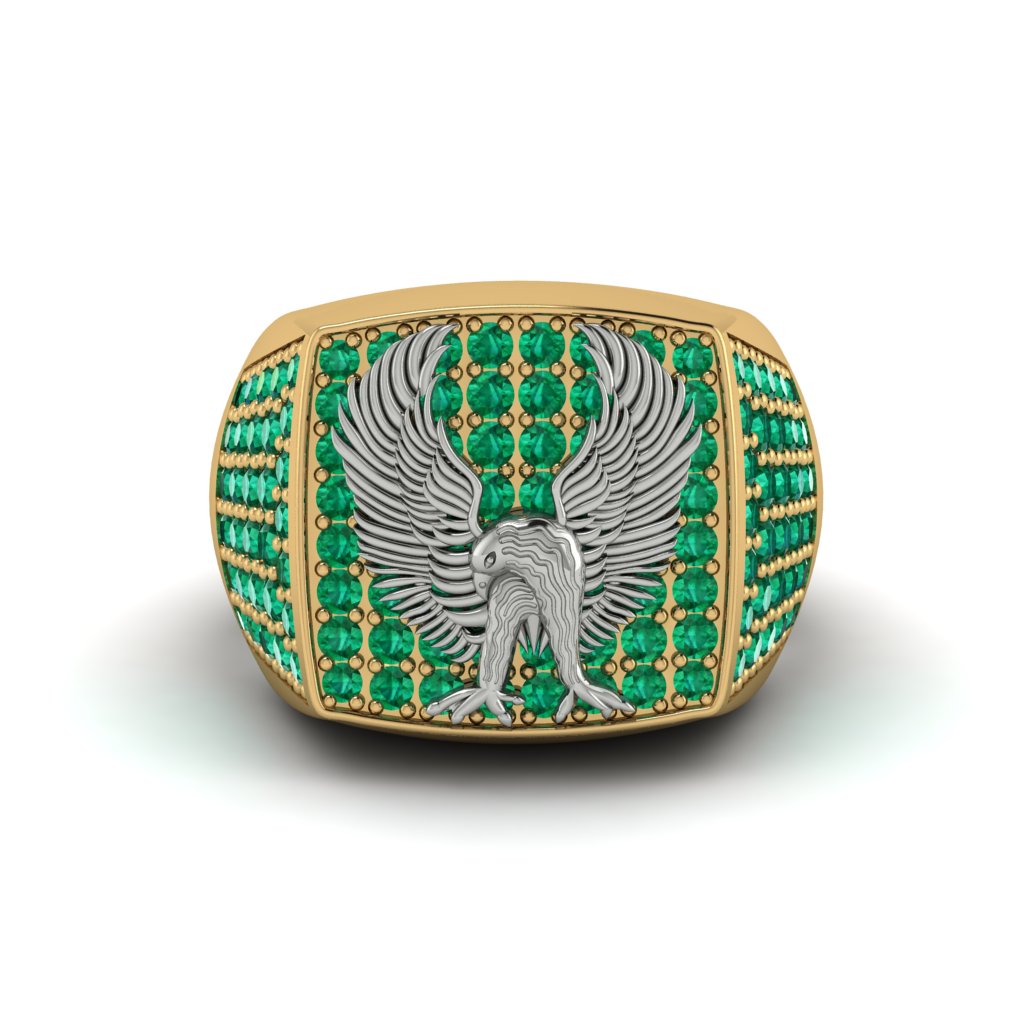 Emeralds Luxury Gold Eagle Ring - Sutton No. 34